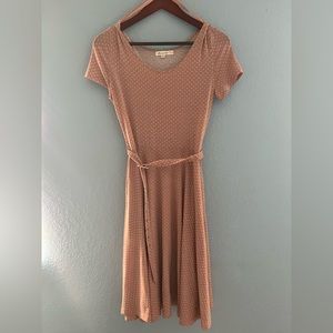 Darling blush pink dress with white pin dots